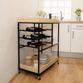 Carrello da Portata Vinthera Moa Portabottiglie Nero Metallo 75 x 40 x 91,5 cm