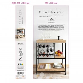 Carrello da Portata Vinthera Moa Portabottiglie Nero Metallo 75 x 40 x 91,5 cm
