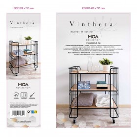Carrello da Portata Vinthera Moa Nero Acciaio 75 x 45 x 85 cm