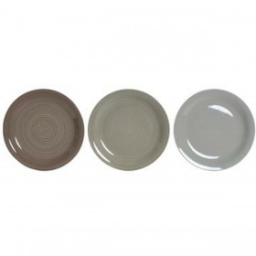 Servizio di Piatti DKD Home Decor Marrone Grigio Gres 26,5 x 26,5 x 3 cm 18 Pezzi