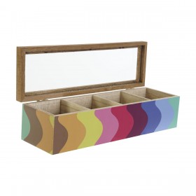 Scatola per Infusioni DKD Home Decor Bianco Multicolore Legno MDF (4 Unità)