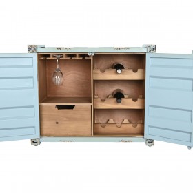 Portabottiglie Home ESPRIT Turchese Metallo Legno MDF 77 x 37 x 64 cm