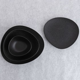 Ciotola Bidasoa Fosil Nero Ceramica Ovale 14 x 12,4 x 4,8 cm (12 Unità)