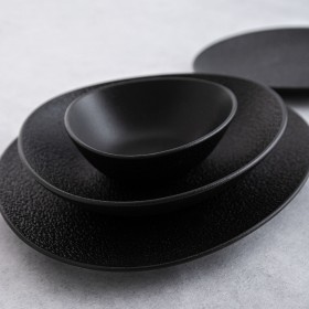 Ciotola Bidasoa Fosil Nero Ceramica Ovale 14 x 12,4 x 4,8 cm (12 Unità)