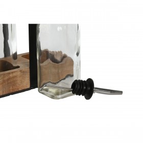 Set per Condire Home ESPRIT Nero Naturale Cristallo Legno di acacia 180 ml 15 x 7 x 28 cm