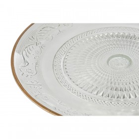 Piatto da pranzo Home ESPRIT Trasparente Dorato Cristallo 29 x 29 x 9,2 cm