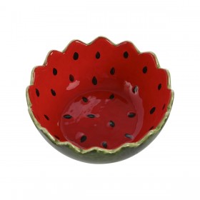 Ciotola per Aperitivi Home ESPRIT Rosso Verde Gres Anguria 15 x 15 x 6,5 cm