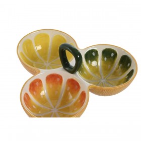 Ciotola per Aperitivi Home ESPRIT Giallo Verde Gres Limone 23 x 23 x 11 cm