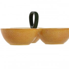 Ciotola per Aperitivi Home ESPRIT Giallo Verde Gres Limone 23 x 23 x 11 cm