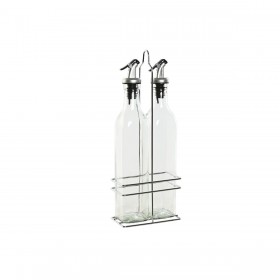 Set olio e aceto Home ESPRIT Trasparente Metallo Cristallo 500 ml 13 x 6,8 x 32 cm