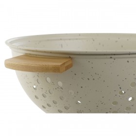 Scolapiatti Home ESPRIT Bianco Beige Bambù Acciaio inossidabile 30 x 24,5 x 14 cm (2 Unità)