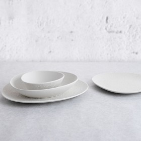 Ciotola Bidasoa Fosil Bianco Ceramica Ovale 14 x 12,4 x 4,8 cm (12 Unità)
