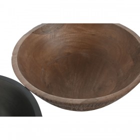 Insalatiera Home ESPRIT Marrone Nero Marrone Chiaro Legno di mango 30 x 30 x 12 cm (3 Unità)