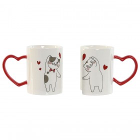 Set di 2 Tazze Mug Home ESPRIT Love Bianco Rosso Gatti