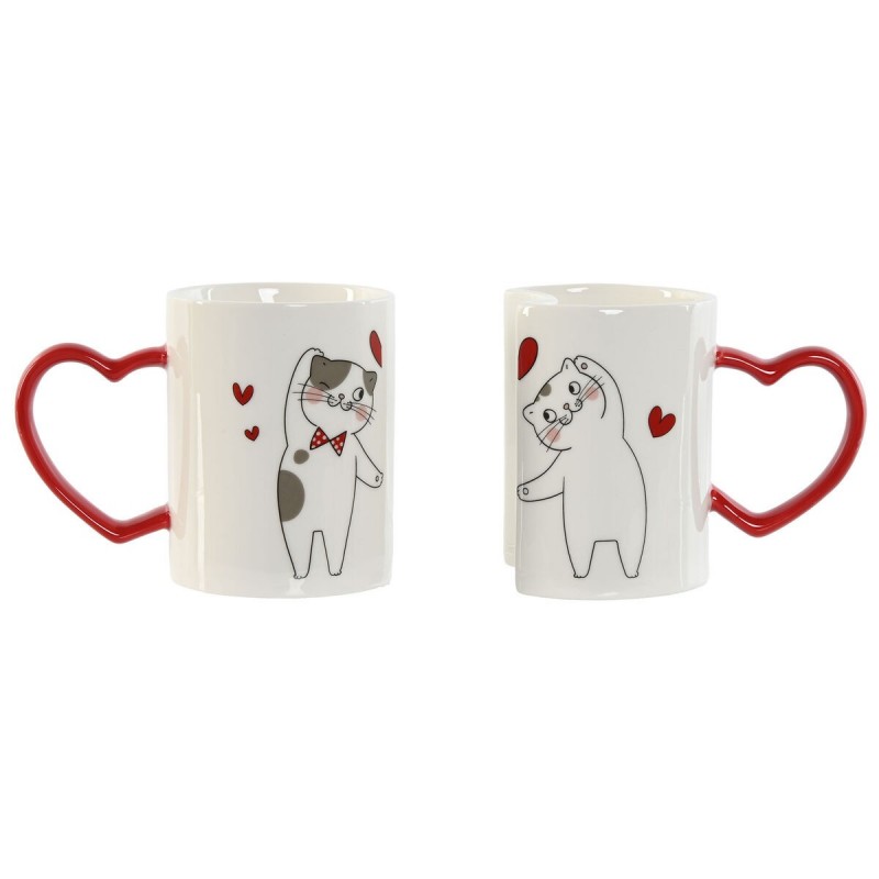 Set di 2 Tazze Mug Home ESPRIT Love Bianco Rosso Gatti