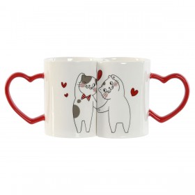 Set di 2 Tazze Mug Home ESPRIT Love Bianco Rosso Gatti