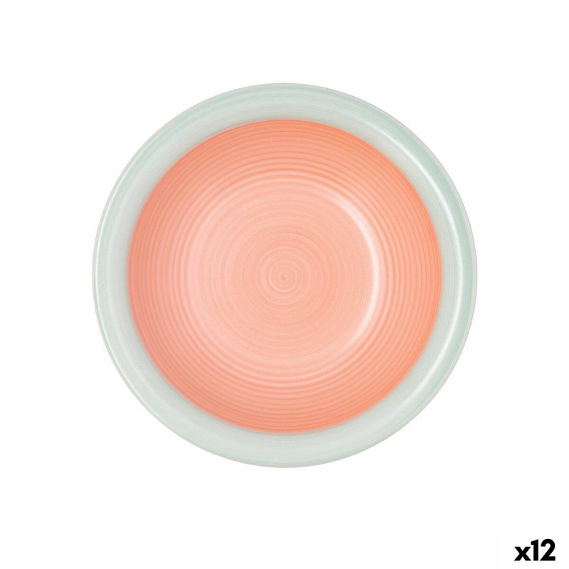 Piatto Fondo Quid Kaleido Verde Corallo Ceramica Ø 21,5 cm (12 Unità)