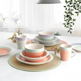 Piatto Fondo Quid Kaleido Verde Viola Ceramica 21,5 cm (12 Unità)