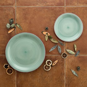 Servizio di Piatti Quid Vita Aqua Azzurro Ceramica 18 Pezzi