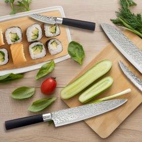 Coltello Santoku Richardson Sheffield Katana Nero Metallo Bachelite 17,5 cm (6 Unità)