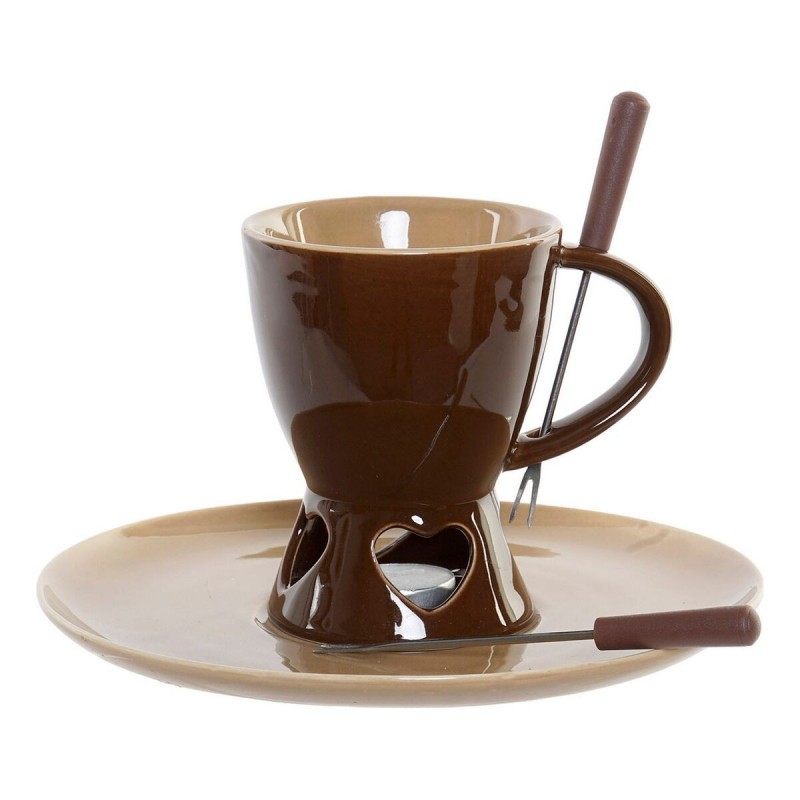 Set per Fonduta DKD Home Decor 8424001655045 Porcellana Marrone