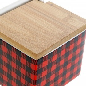 Portasale con Coperchio DKD Home Decor 8424001758265 Nero Rosso Bambù Dolomite 11,5 x 11,5 x 11 cm