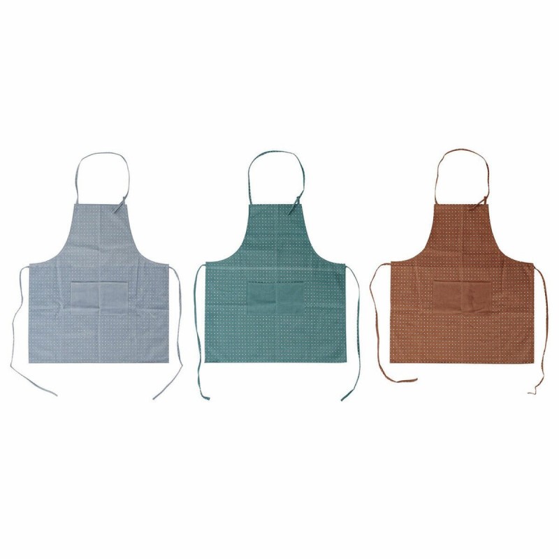 Grembiule con Tasca DKD Home Decor Marrone Turchese Poliestere Cotone Verde Blu cielo (70 x 0.5 x 80 cm) (3 pcs)