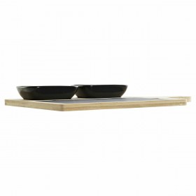 Set da Aperitivo DKD Home Decor Nero Naturale Bambù Plastica Gres Lavagna Cottage 33 x 19,7 x 3,5 cm (4 pcs)