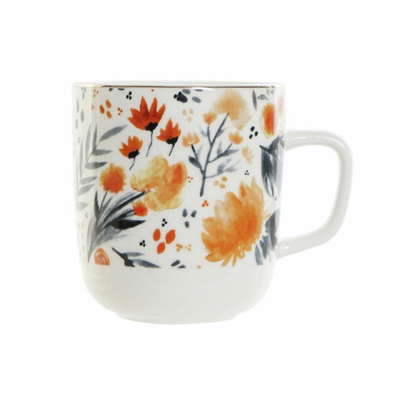 Tazza DKD Home Decor Porcellana Azzurro Arancio (380 ml) (12 x 8,5 x 9,5 cm)