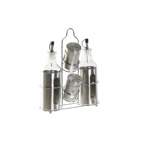 Set per Condire DKD Home Decor Cristallo Argentato Acciaio inossidabile (22 x 5,4 x 22 cm)