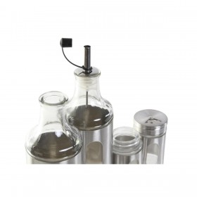 Set per Condire DKD Home Decor Cristallo Argentato Acciaio inossidabile (22 x 5,4 x 22 cm)