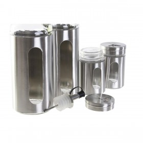 Set per Condire DKD Home Decor Cristallo Argentato Acciaio inossidabile (22 x 5,4 x 22 cm)