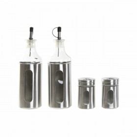 Set per Condire DKD Home Decor Cristallo Argentato Acciaio inossidabile (22 x 5,4 x 22 cm)