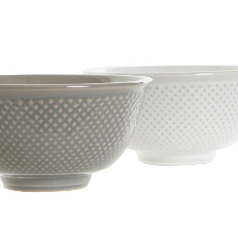 Ciotola DKD Home Decor Bianco Grigio Porcellana Vintage 12,5 x 12,5 x 6,5 cm 2 Pezzi