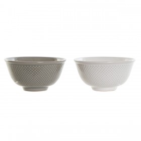 Ciotola DKD Home Decor Bianco Grigio Porcellana Vintage 12,5 x 12,5 x 6,5 cm 2 Pezzi