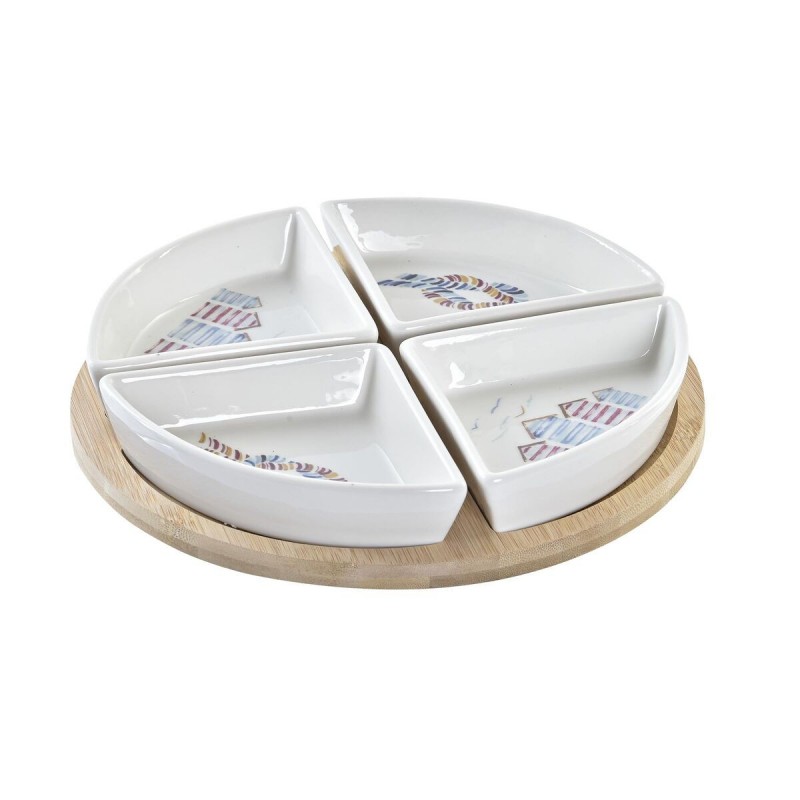 Set da Aperitivo DKD Home Decor Azzurro Naturale Bambù Gres Mediterraneo 21,5 x 21,5 x 1 cm (5 pcs)
