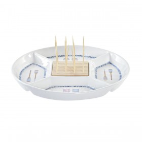 Vassoio per aperitivi DKD Home Decor Azzurro Naturale Bambù Gres Mediterraneo 23,5 x 23,5 x 7 cm