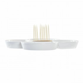 Vassoio per aperitivi DKD Home Decor Azzurro Naturale Bambù Gres Mediterraneo 25 x 25 x 10 cm