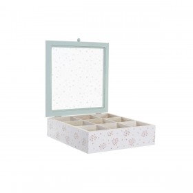 Scatola per Infusioni DKD Home Decor Giallo Rosso Verde Metallo Cristallo Legno MDF 3 Pezzi 24 x 24 x 7 cm
