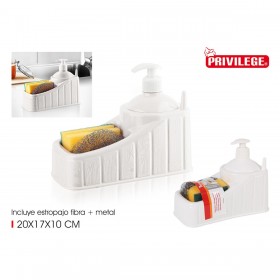 Dispenser di Sapone 2 in 1 per Lavandino Privilege Plastica Bianco 24 Unità