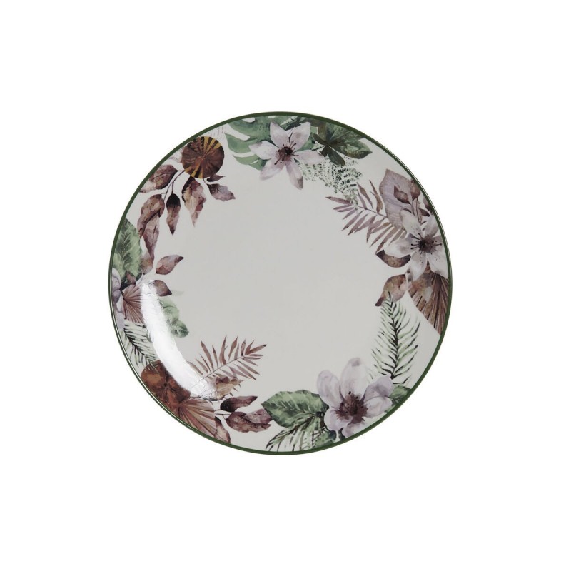 Piatto Piano DKD Home Decor Fiori Porcellana (27 x 27 x 2 cm)