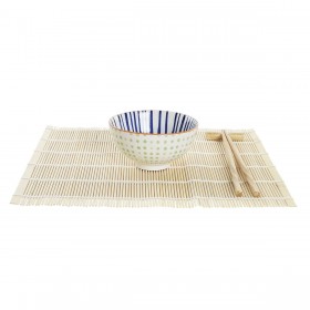 Set per Sushi DKD Home Decor 14,5 x 14,5 x 31 cm Azzurro Bianco Gres Orientale (16 Pezzi)