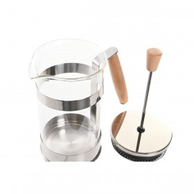 Caffettiera a Stantuffo DKD Home Decor Naturale Argentato Acciaio inossidabile Vetro Borosilicato (16 x 9 x 18,5 cm) (600 ml)