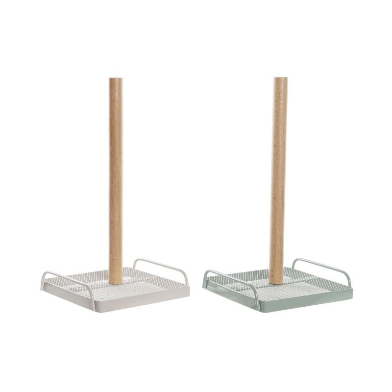 Portarotolo di Carta da Cucina DKD Home Decor Beige Metallo Menta Pino (16 x 15 x 29,5 cm) (2 Unità)