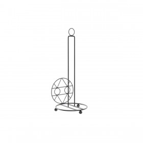 Portarotolo di Carta da Cucina DKD Home Decor Nero Metallo 15,5 x 15,5 x 39,5 cm