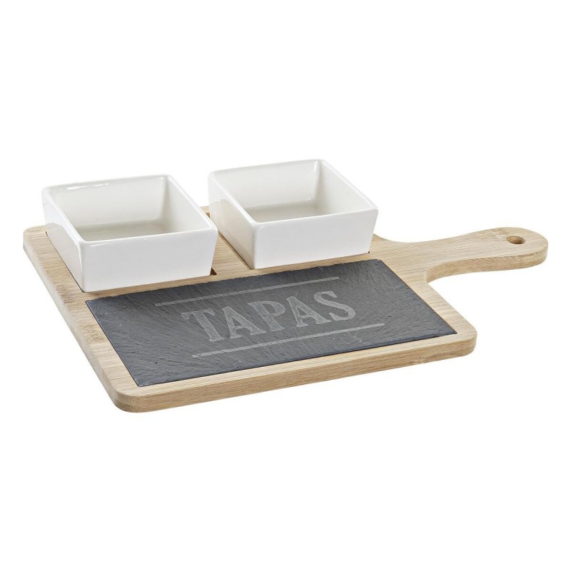 Set da Aperitivo DKD Home Decor Tapas Bambù Gres Lavagna 3 Pezzi 31 x 20 x 5 cm