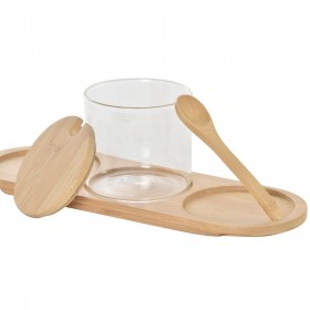 Portazucchero DKD Home Decor Di base Trasparente Naturale Bambù 3 Pezzi 8,5 cm 29 x 10 x 10 cm