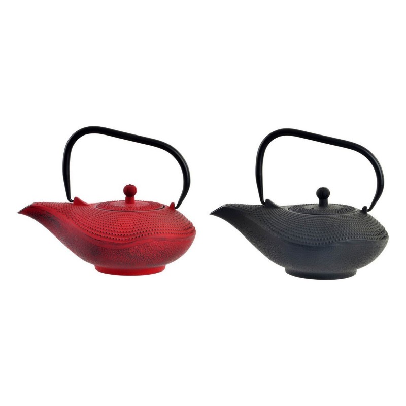 Teiera DKD Home Decor Rosso Nero Ghisa (1000 ml) (2 Unità)