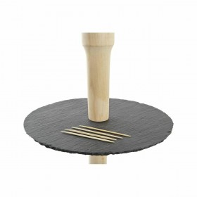 Vassoio per aperitivi DKD Home Decor Stand a 3 piani Bambù Lavagna 28 x 28 x 39,5 cm