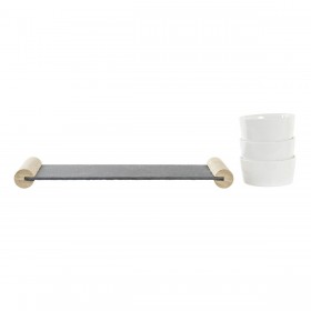 Vassoio per aperitivi DKD Home Decor Bianco Nero Gres Lavagna 33 x 10 x 5,8 cm